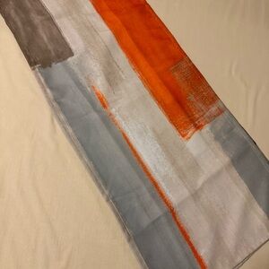 Table Runner 72 inches Long for Table Decoration Orange Brown and Grey Abstract